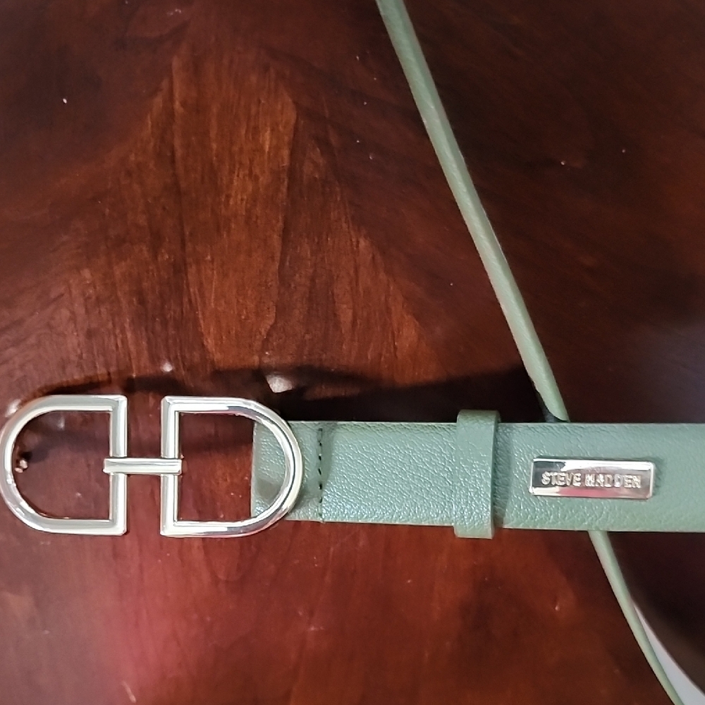 Steve Madden Olive Green Double-D Ring Belt-Large